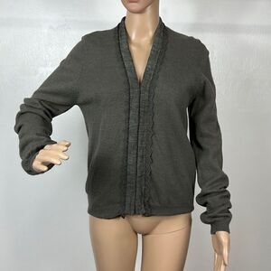 Jigsaw Gray Angora Blend V-neck Cardigan Sweater Size L